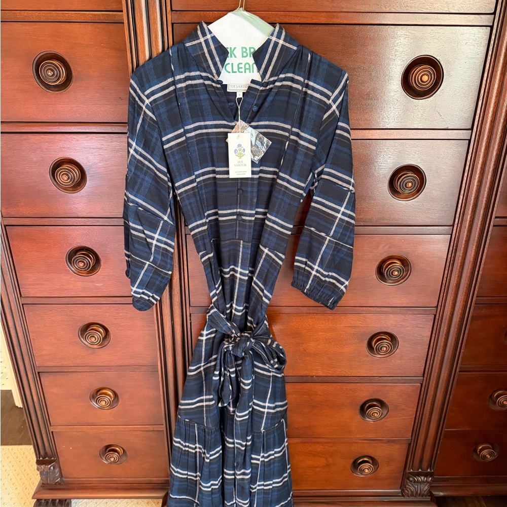 SUE SARTOR Flounce | Midnight/Noir Windowpane Plaid - Picture 3 of 4